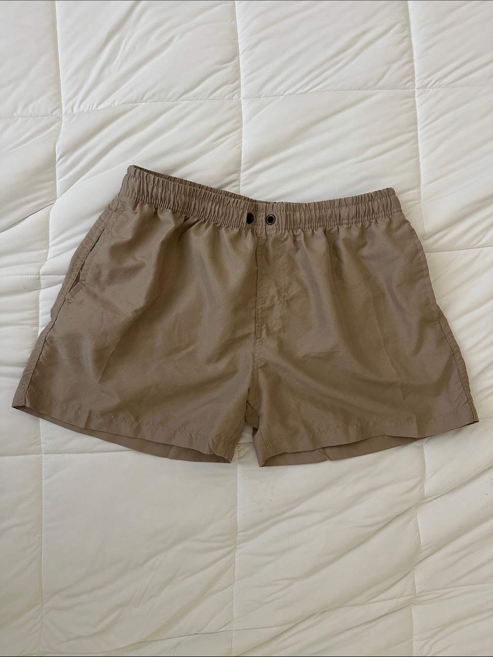 Men's Elastic-Waist Swim/Active Shorts in Taupe